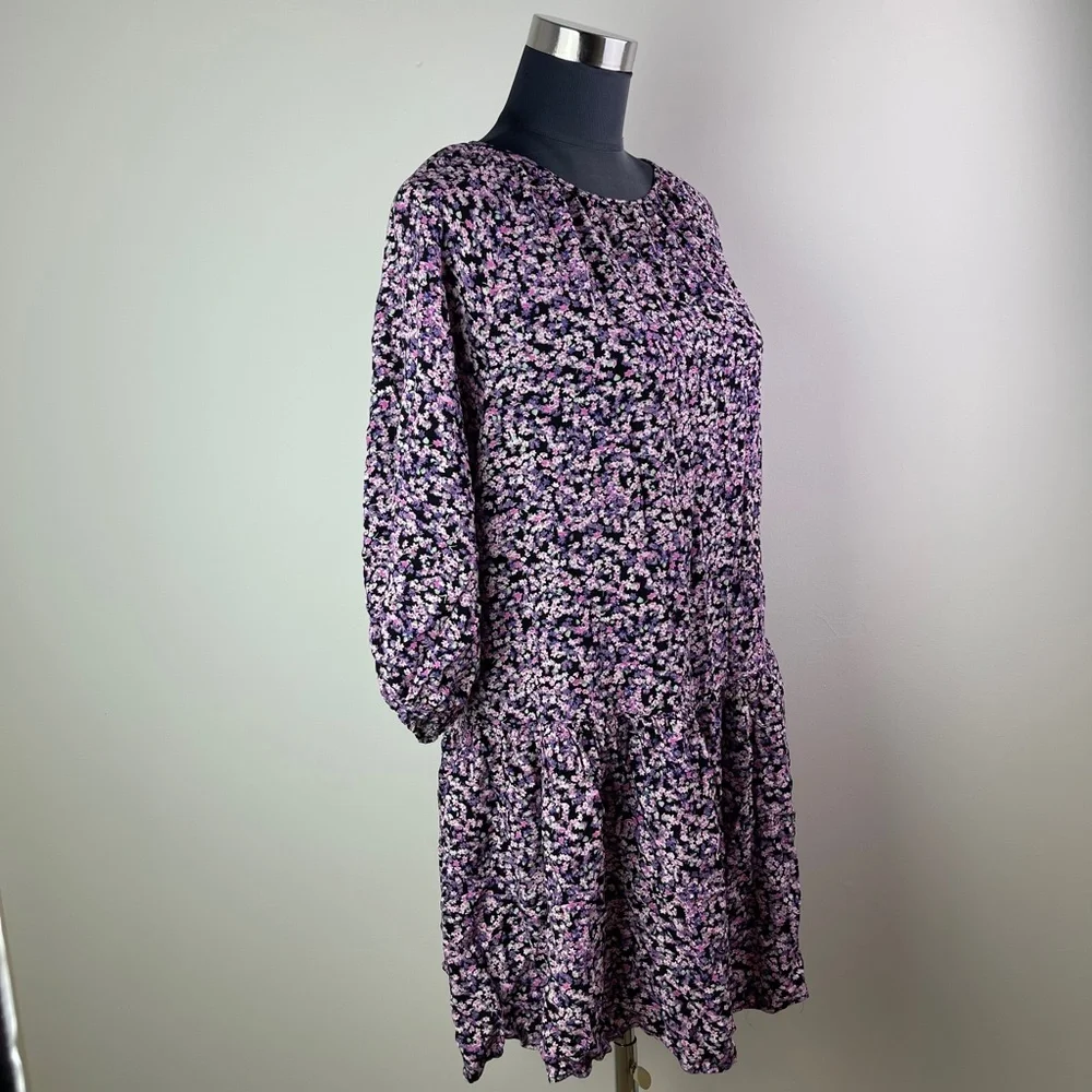 H&M Floral Print Round Neck Midi Dress Size M